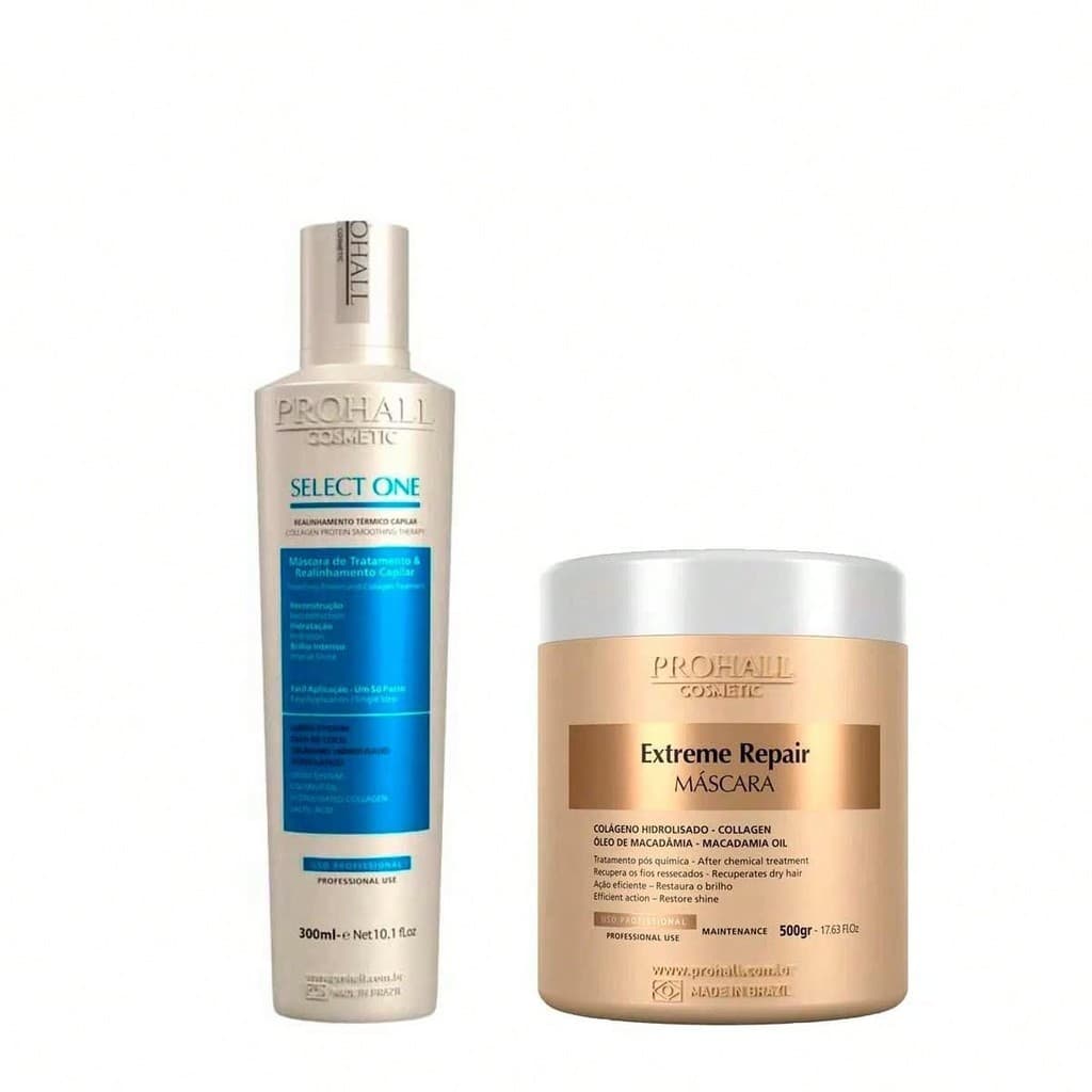 Kit Select One Prohall 300ml + Máscara Extreme Repair 500g