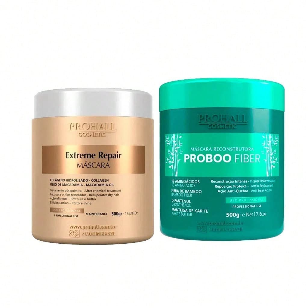 Kit 2 Máscaras Proboo Fiber 500g + Extreme Repair 500g Prohall