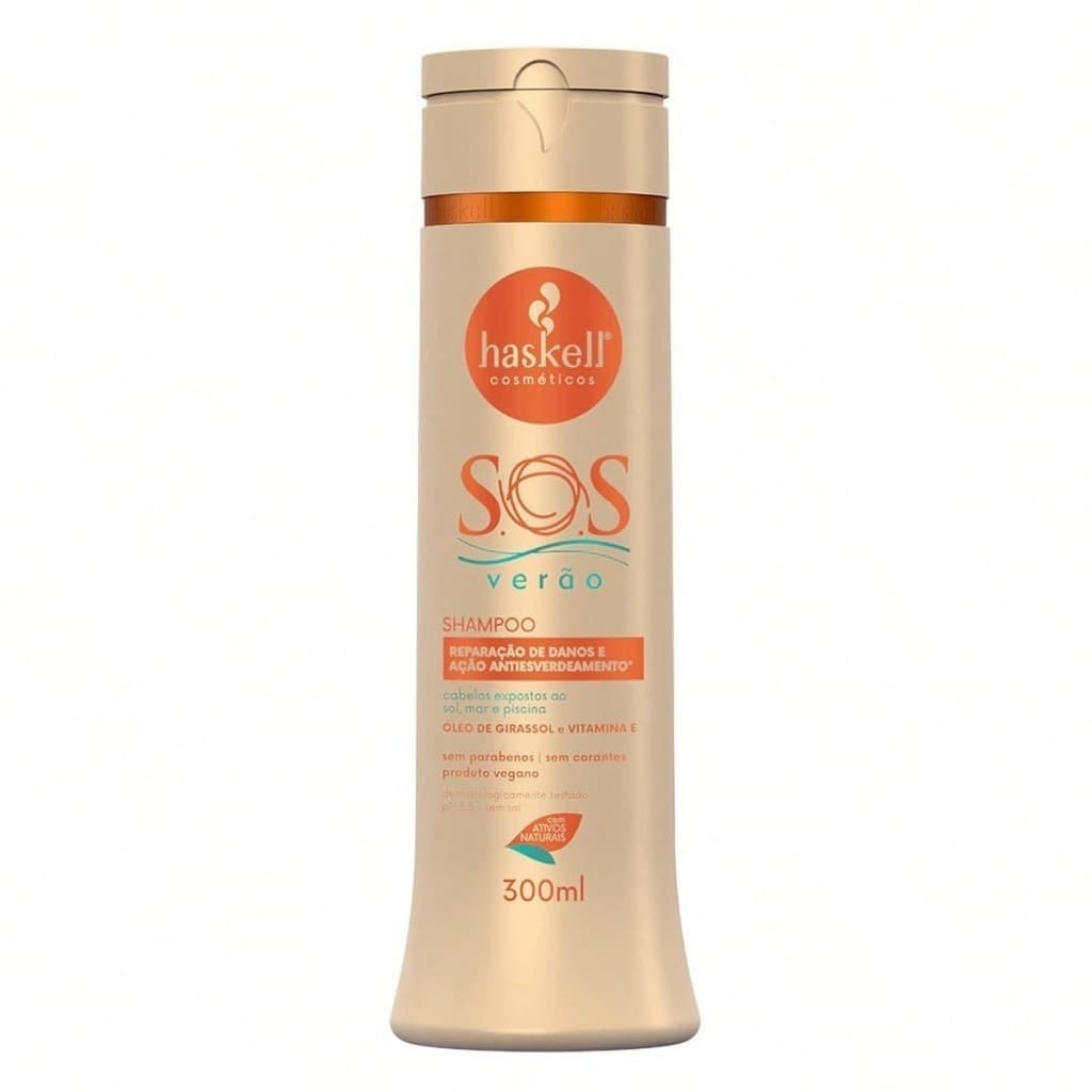 Shampoo Haskell Pós-Sol S.O.S Verão 300ml - Reparação de Danos e ação Antiesverdeamento