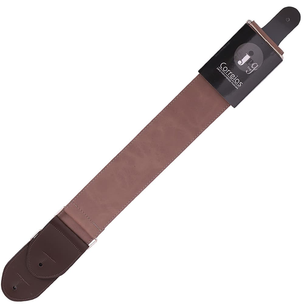 Correia Couro Sintético Stonada Marrom 7 cm P/ Violão, Guitarra, Baixo
