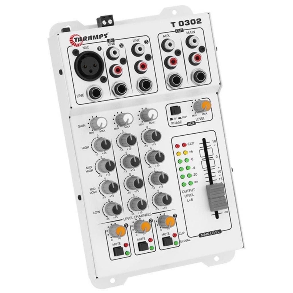 Mesa de Som Taramps T 0302 Equalizador 3 Entradas 2 Saídas Rca e P10 T0302