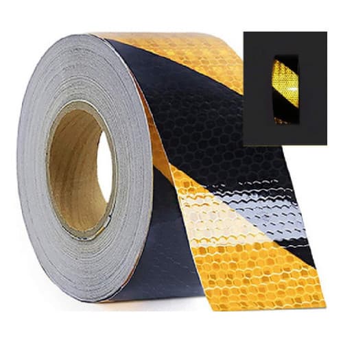 Fita Adesiva Refletiva Zebrada Amarela Preta 5m X 5cm