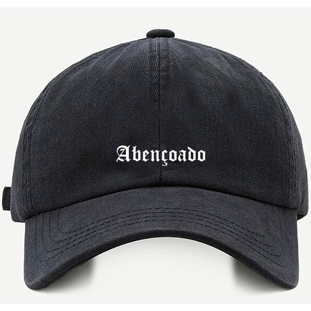 Bone baseball Bege Preto Branco Abençoado Letra Style Tamanho único com ajuste de tamanho
