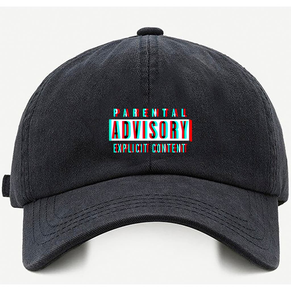 Bone baseball Bege Preto Branco Parental Advisory Tamanho único com ajuste de tamanho