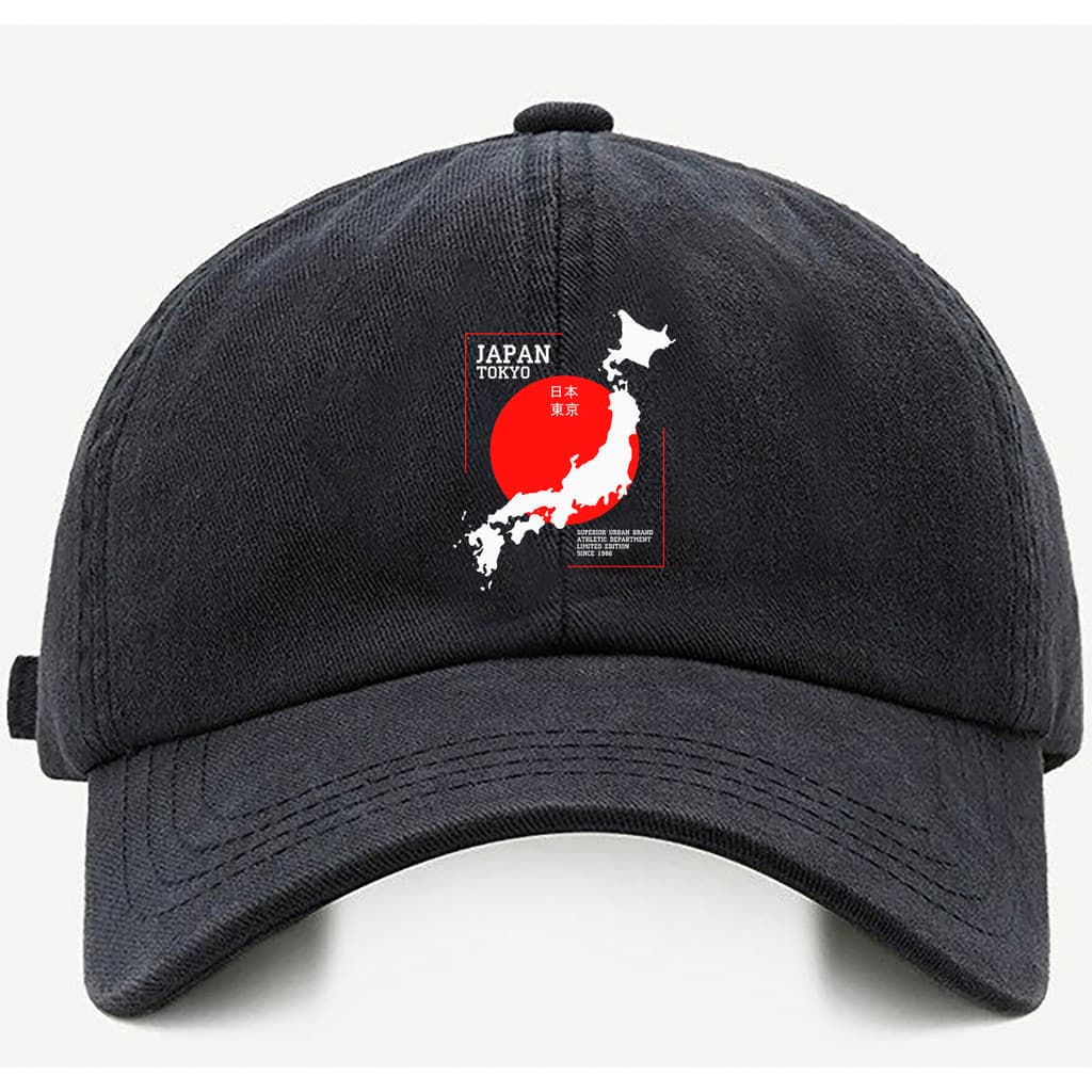 Bone baseball Bege Preto Branco Japan Tokyo Tamanho único com ajuste de tamanho