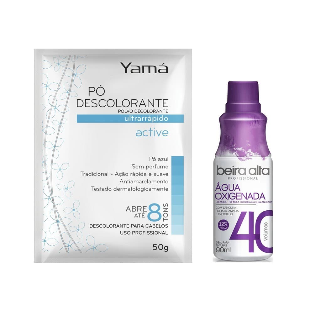 Po Descolorante Active Yama  50g + Agua Oxigenada 40v Beira Alta 90ml