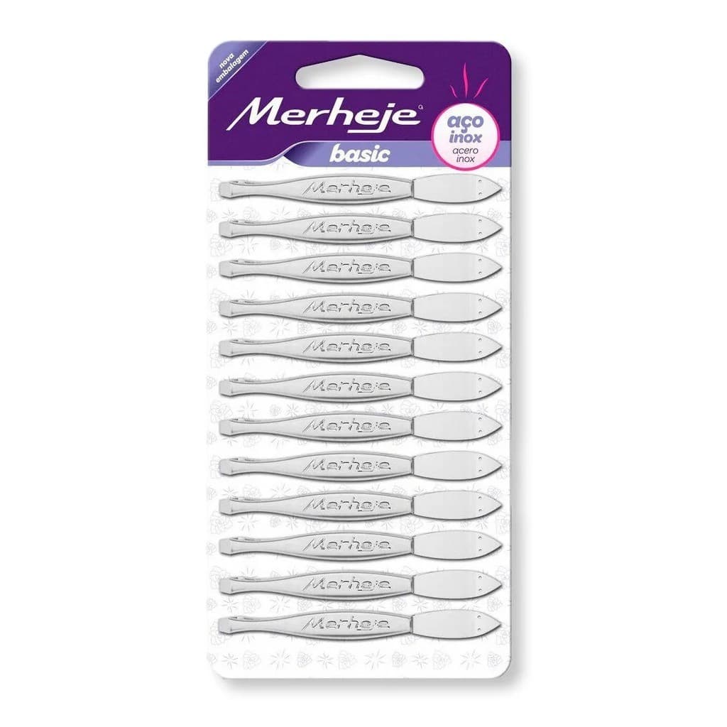 Kit com 12 Pinças Depilatorias Basic Aço Inox Merheje