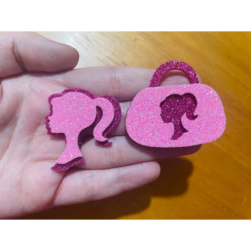 50 apliques em Eva para acessorios pet (rosto da Barbie bolsa da Barbie)