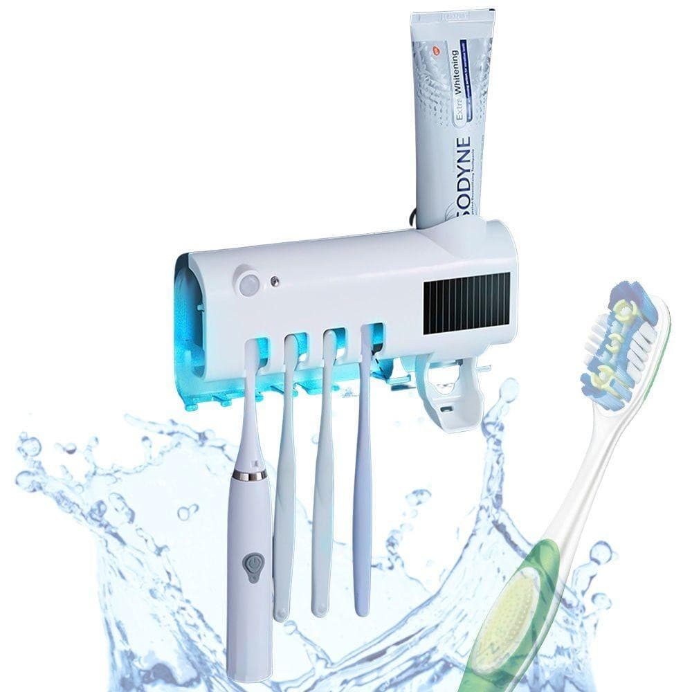 Suporte de Bancada para Pasta de Dente com Dispenser Automático e Esterilizador UV