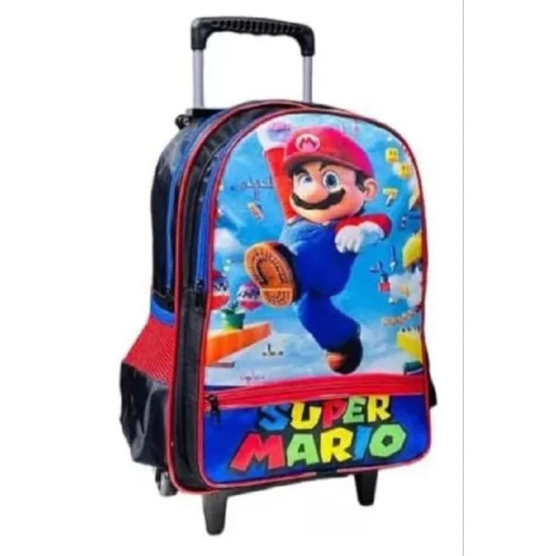Mochila Escolar Infantil Grande Com Rodinha Super Mario