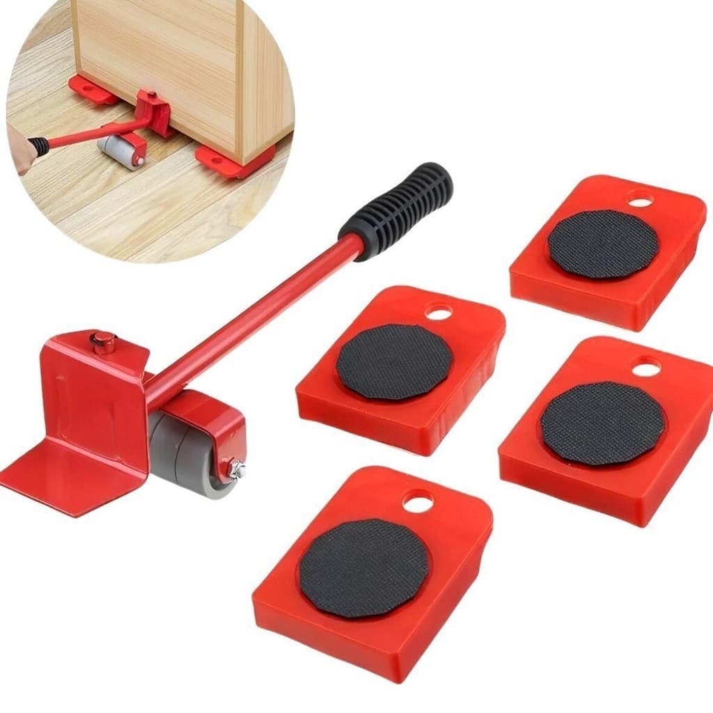 Suporte Movedor de Móveis Levanta Até 150KG Base C/ Rodinhas 5PCS Móveis Pesados Elevador