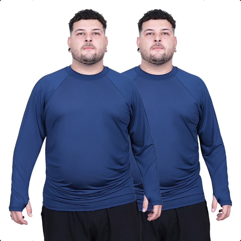 Kit 2 Camisetas Plus Size uv50 de Dry Fit Para Motociclista