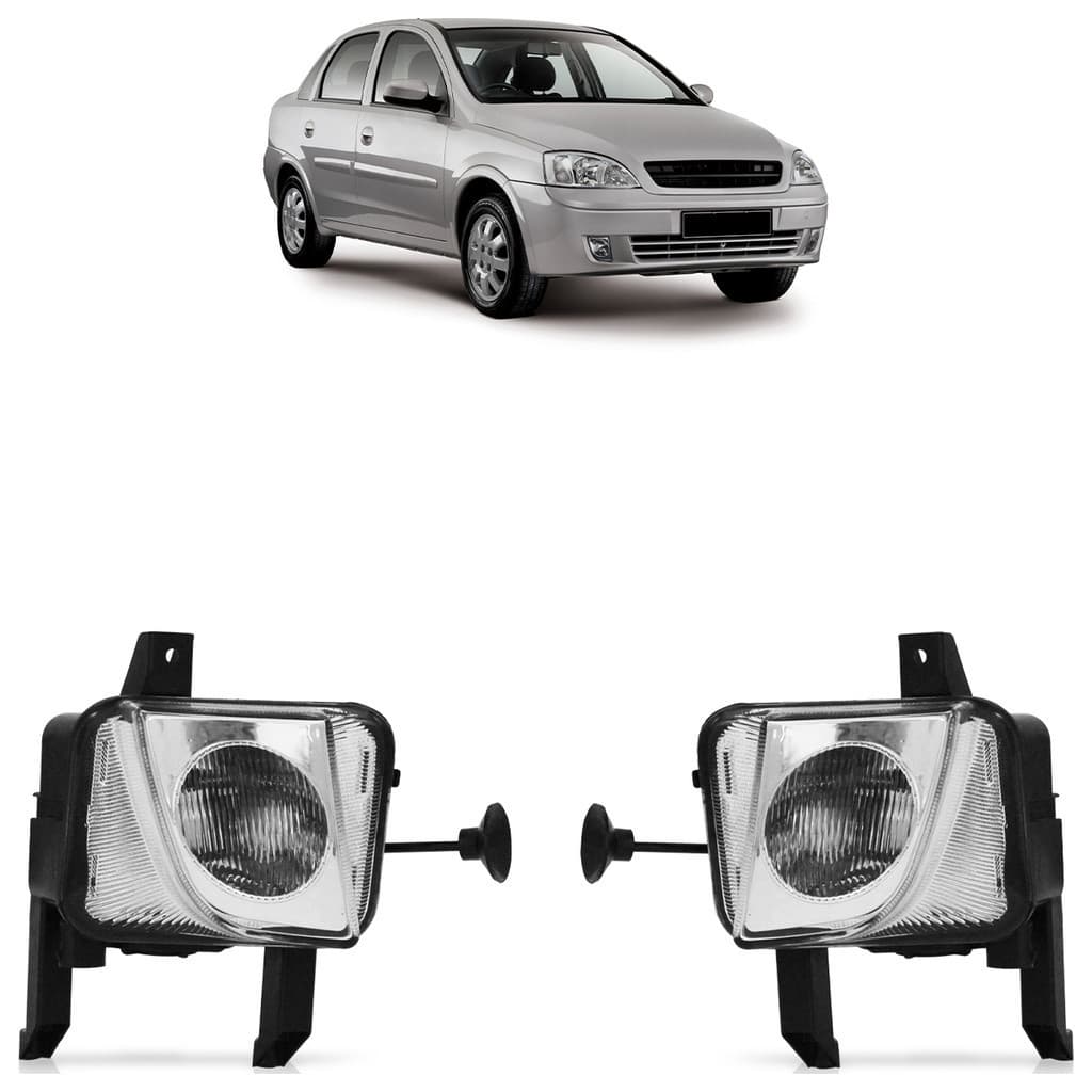 Par Farol Milha Auxiliar Corsa 2003 2004 2005 2006 2007 2008 2009 2010 2011 2012 Lente Estriada Vidro