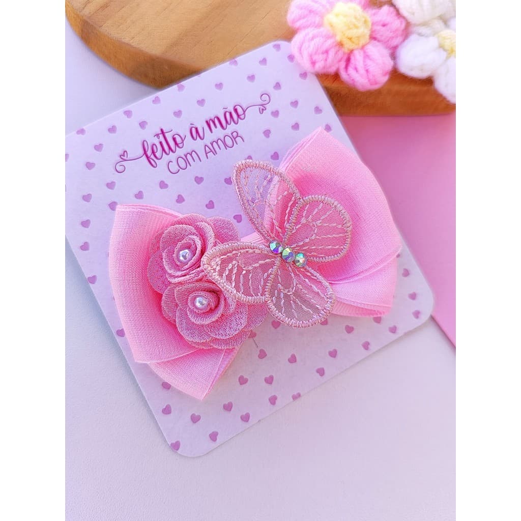 Laço de Organza Delicado para Bebê | Faixinha ou Presilha Bico de Pato Infantil – Tiara Delicada