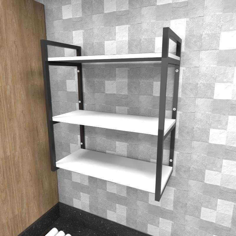 Prateleira Industrial lavanderia 60x30x68cm MDF Branco E-Nichos