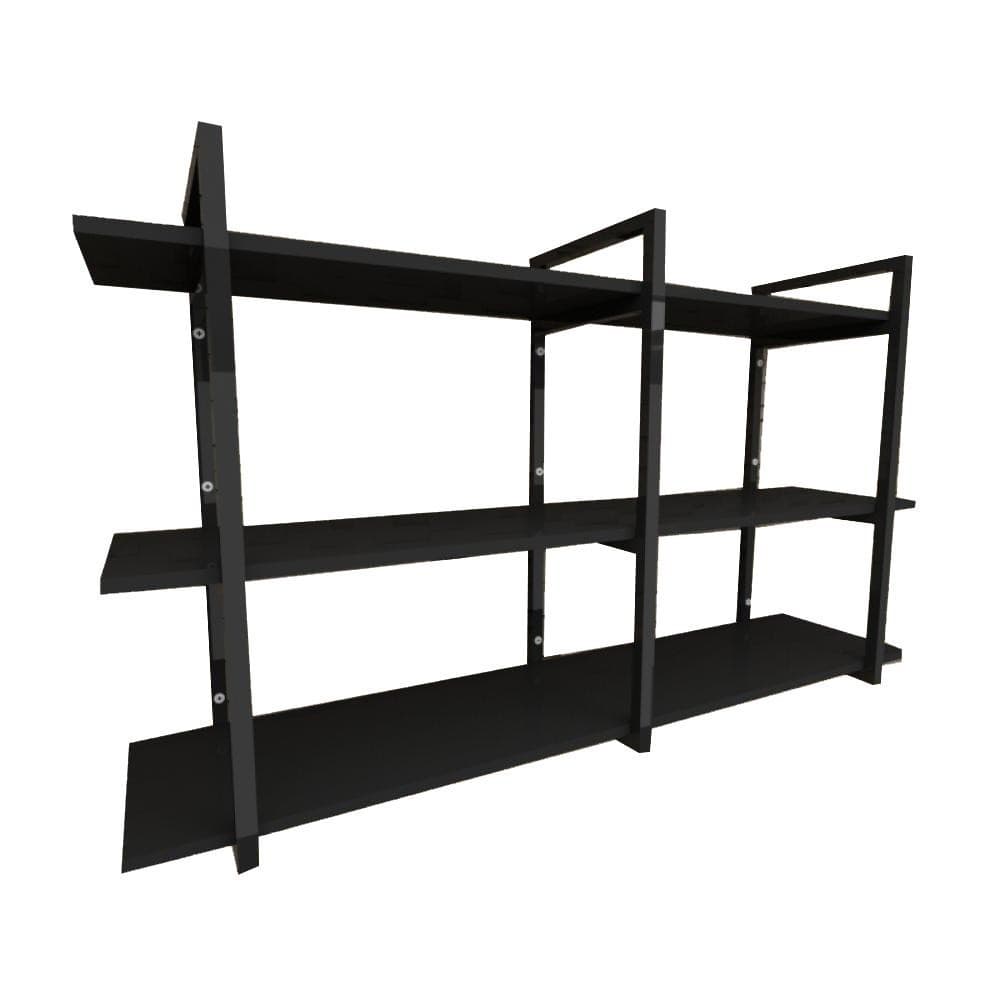 Prateleira industrial sala aço preto 30cm cor preto ind12psl E-Nichos