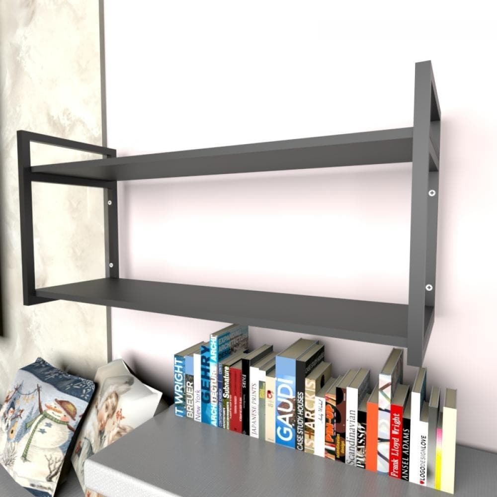 Prateleira industrial com dois níveis cor preto 43x28x92 E-Nichos