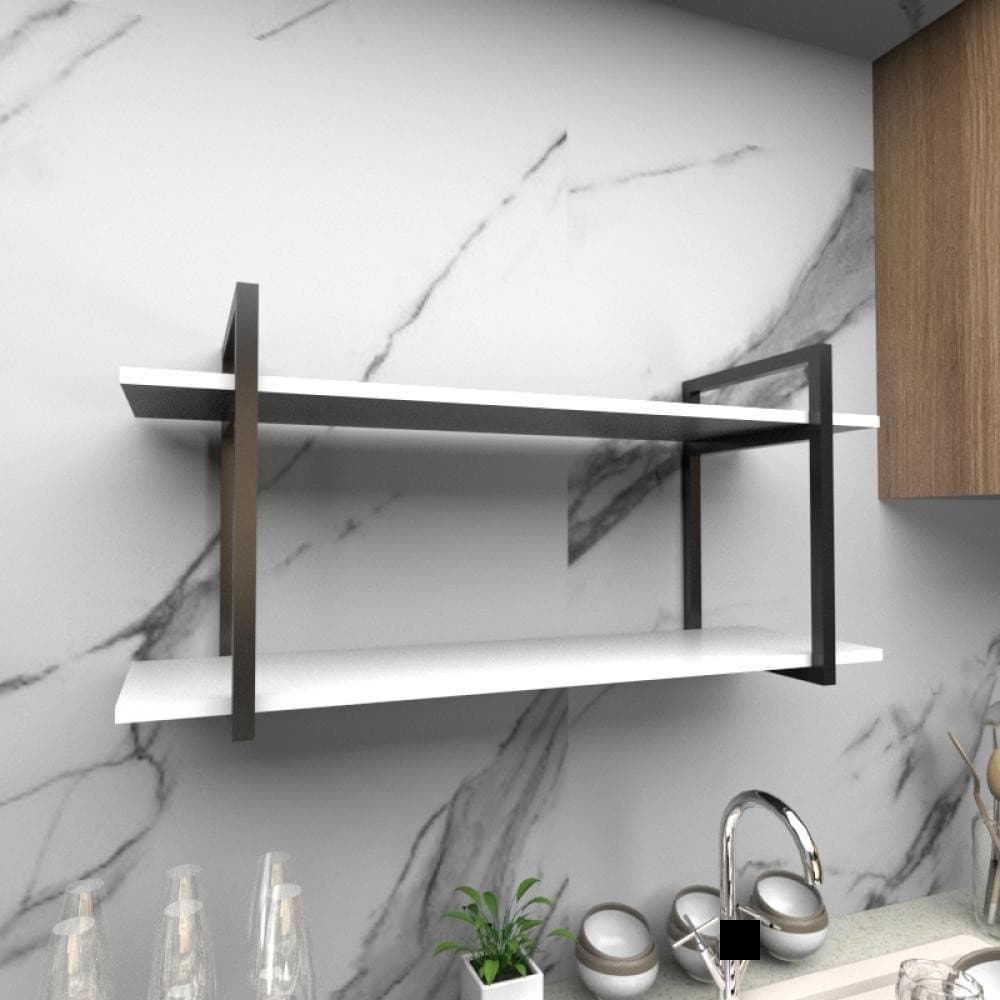Prateleira industrial com dois níveis cor branco 43x28x92 E-Nichos