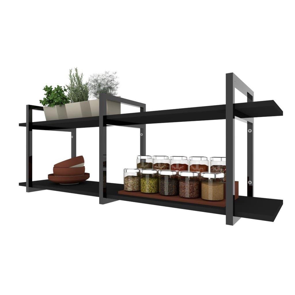 Estante cozinha estilo industrial Preto E-Nichos