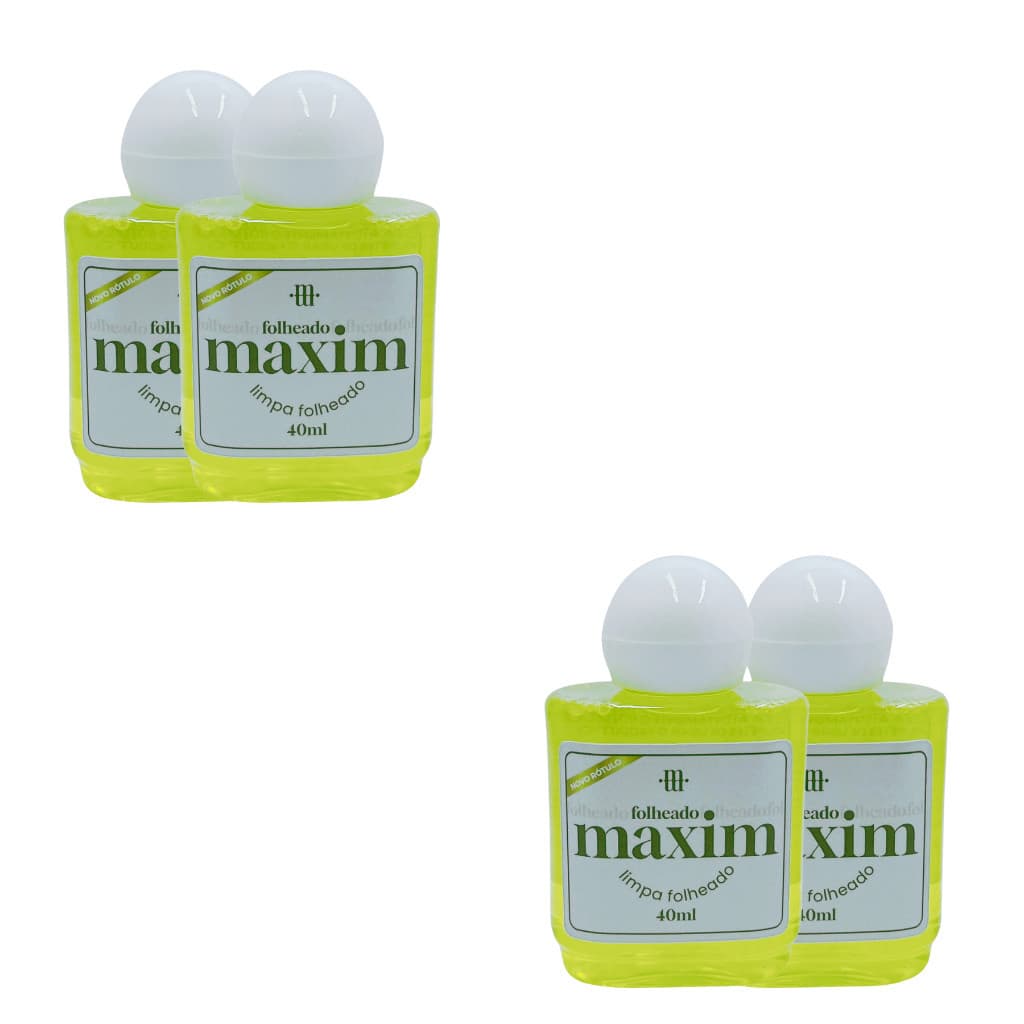 Kit 4 Limpa Folheados Biju Maxim Pequeno 40ml Polimento