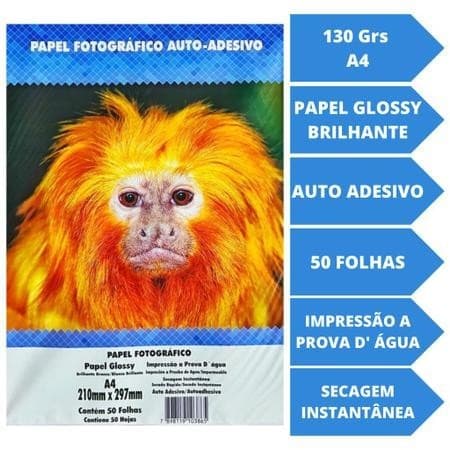 Papel Fotográfico Auto Adesivo A4 130g 50 Folhas - Masterprint