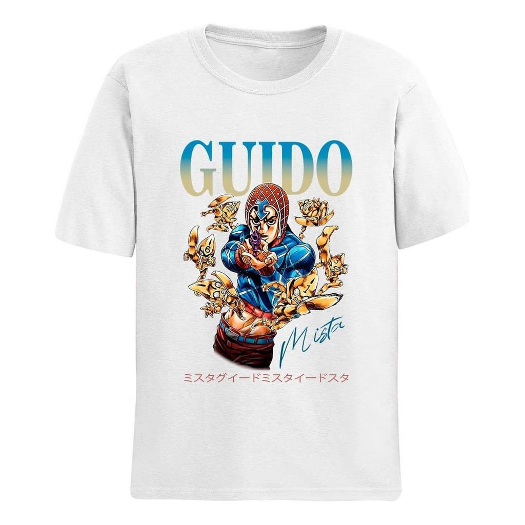 Camisa Camiseta Básica Guido Mista Jojo Adventure Anime Arma