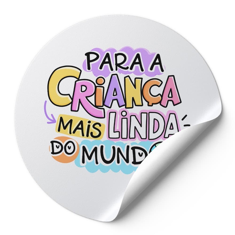 144 Adesivo Decorativo 4Cm Rotulos Autocolante A Criança Mais Linda Do Mundo Menina Branco