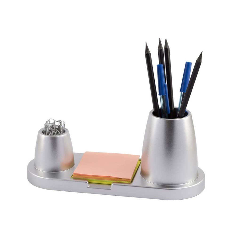 Porta Canetas, Clips e Lembretes Triplo Prata Maxcril