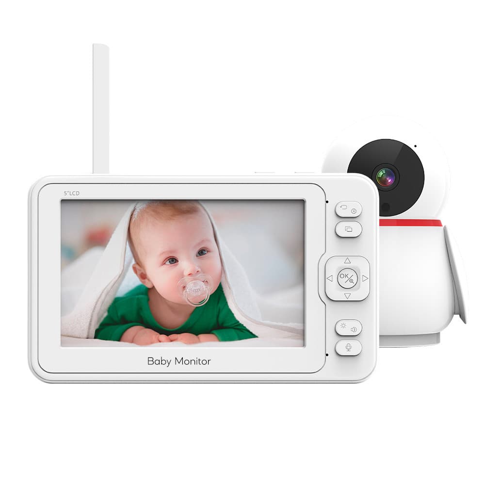 Babá Eletrônica BabyMonitor Tela 5" Câmera 2.4Ghz Branca