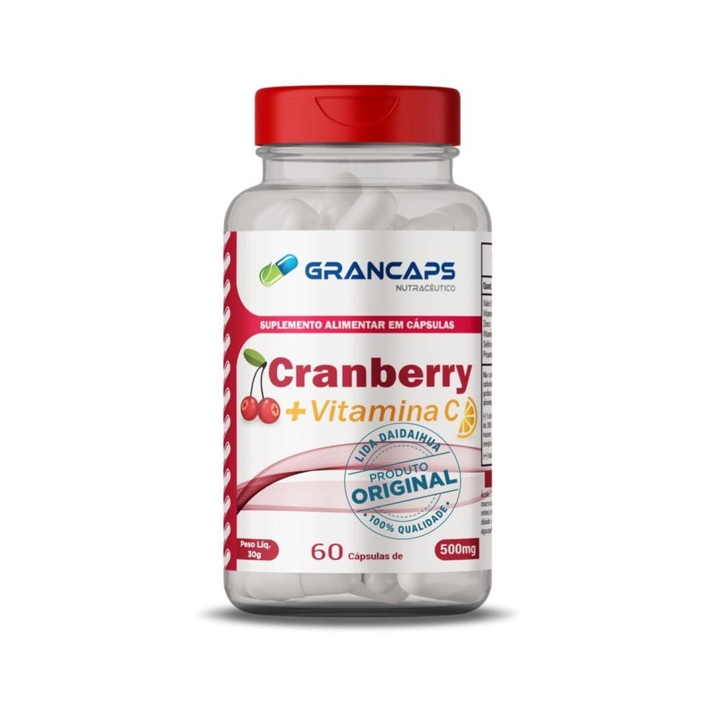 Cranberry + Vitamina C 500mg 60 Cápsulas Grancaps
