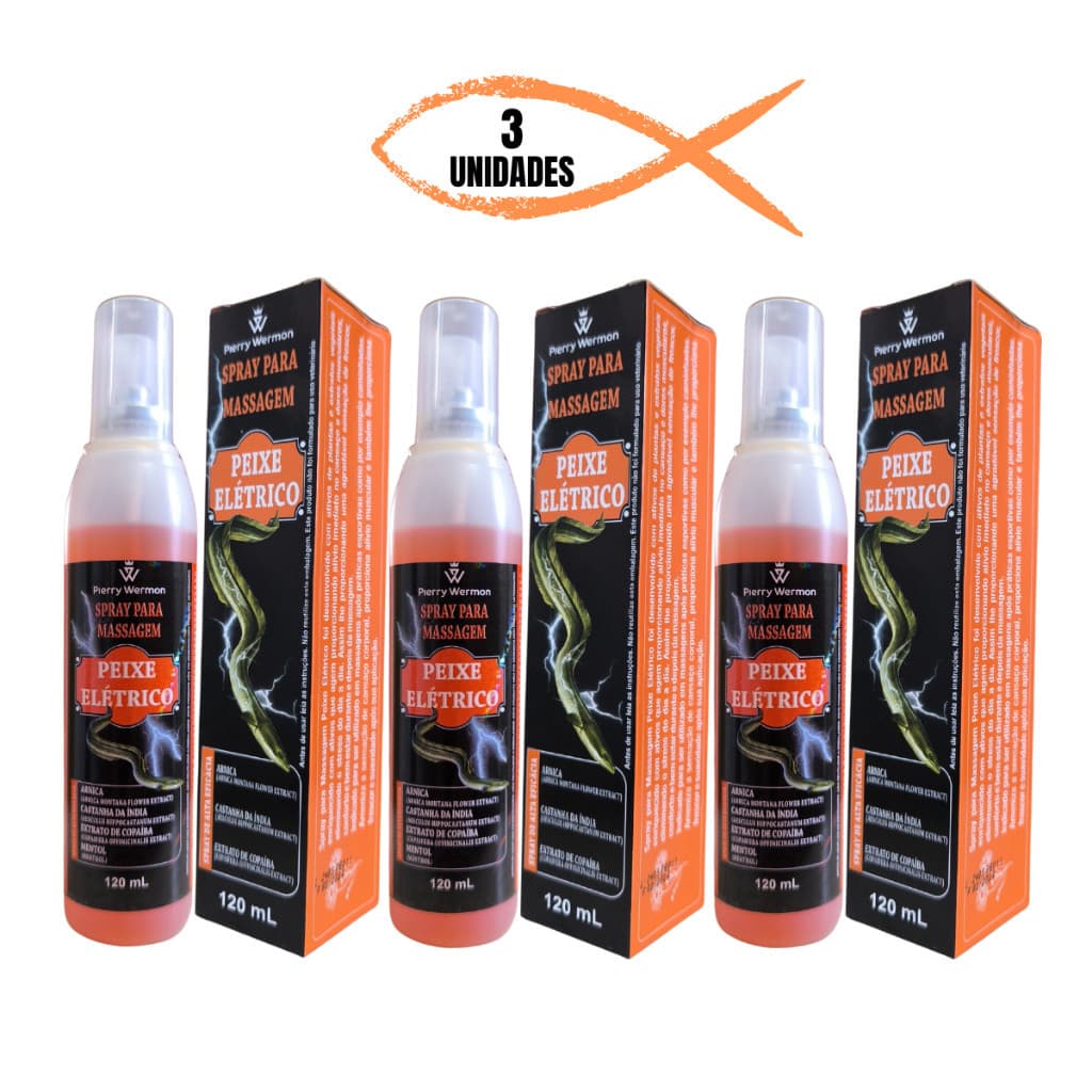 Peixe Elétrico Spray Para Massagem 120 Ml - Arnica - Extrato de Copaíba - Pierry Wermon - Kits Com 2, 3 e 6 Unidades