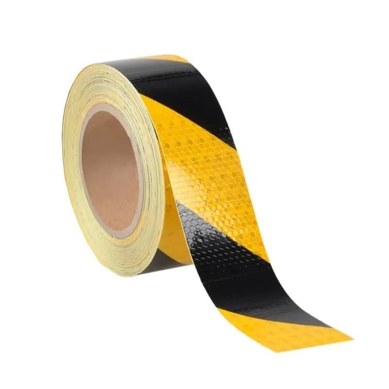 Rolo Fita Adesiva Refletiva Zebrada Amarela Preta 50m X 5cm