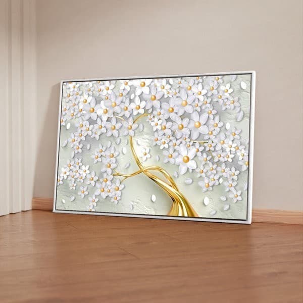 Quadro Decorativo 115x80cm Cerejeira Branca Hall Sala Quarto Casa Decoração De Parede Mdf Adesivo