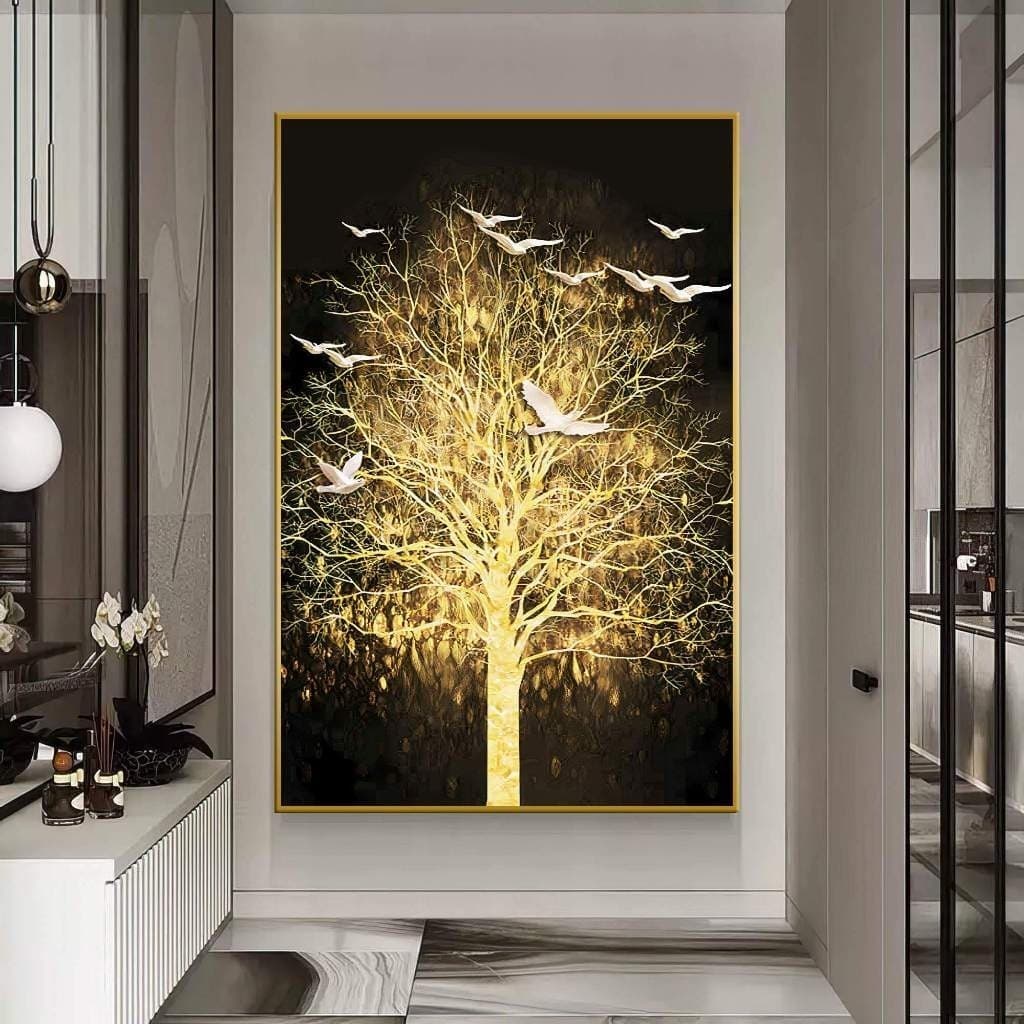 Quadro Decorativo 115x80cm Árvore da Vida Radiante Hall Casa Sala Quarto Decoração De Parede Mdf Adesivo Grande
