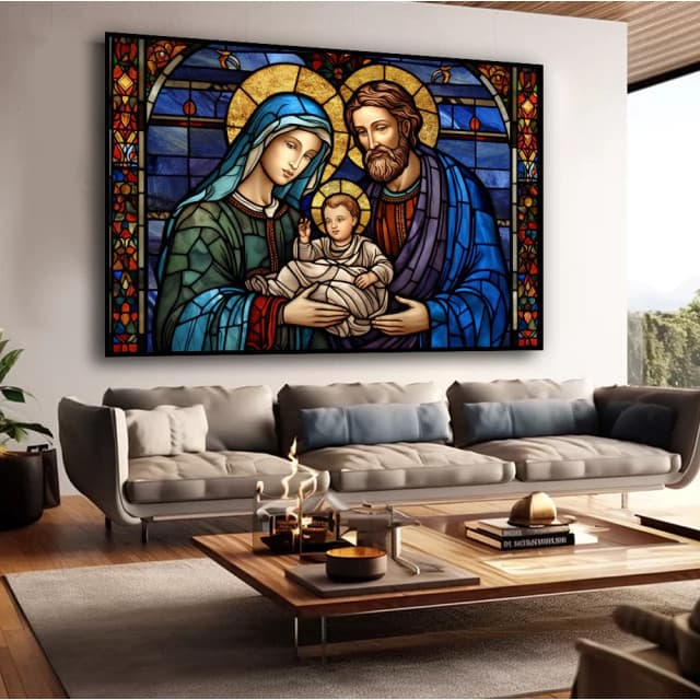 Quadro Decorativo 110x80cm Grande Luxo Família Sagrada Hall Casa Sala Quarto Decoração De Parede Mdf Adesivo Grande