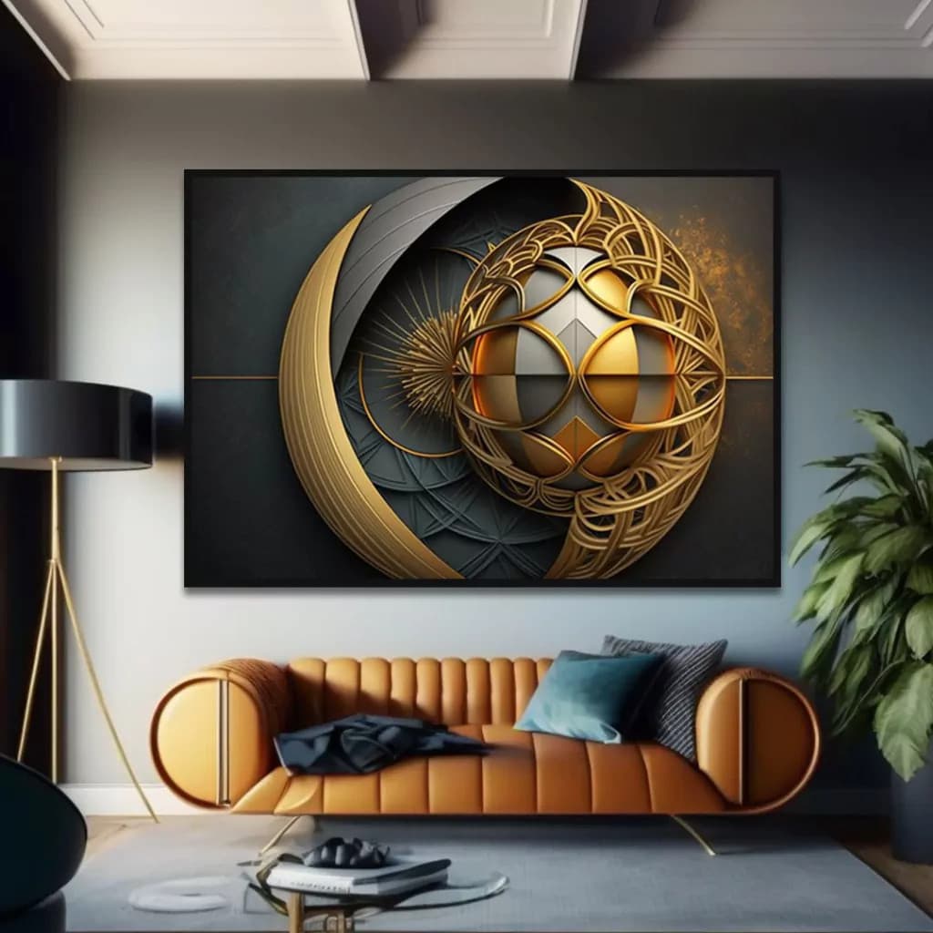 Quadro Decorativo 110x80cm Grande Abstrato Medieval III Hall Casa Sala Quarto Decoração De Parede Mdf Adesivo Grande