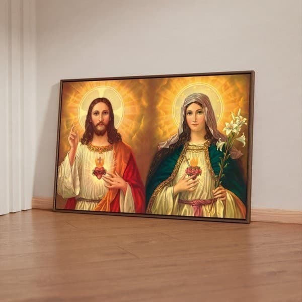 Quadro Decorativo 110x80cm Grande Luxo Jesus Cristo e Maria Hall Sala Quarto Casa Decoração De Parede Mdf Adesivo