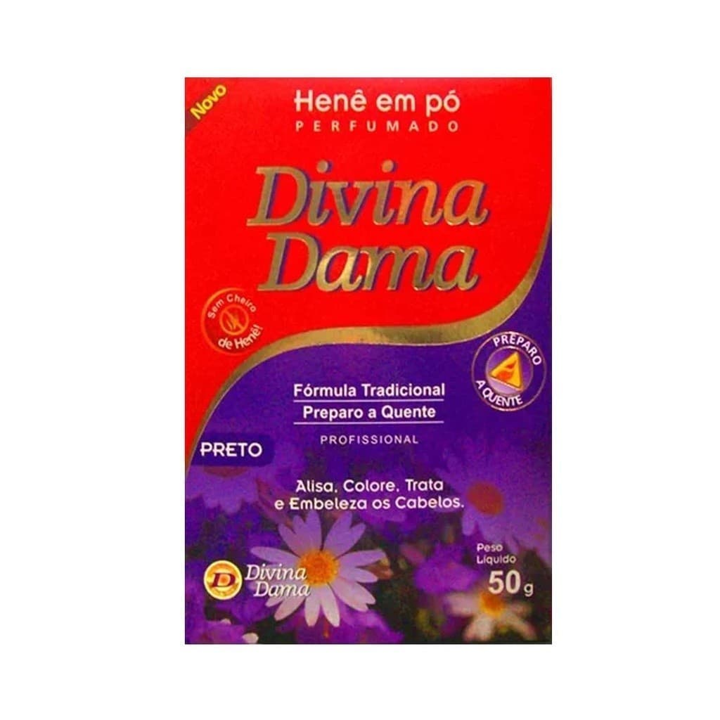 Henê Em Pó divina dama Preto Perfumado 50g Preparo quente