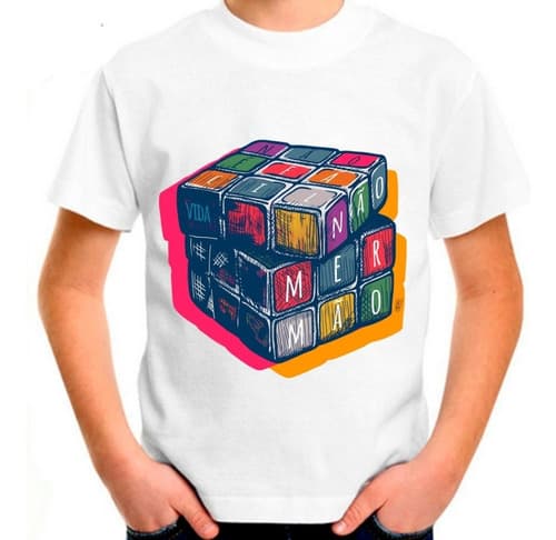 Camiseta Infantil Cubo Mágico A Vida Não É Fácil Não Mermão