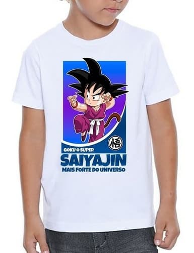 Camiseta Infantil Dragon Ball Goku Super Saiyajin Anime #08