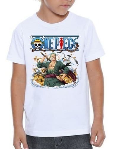 Camiseta Infantil One Piece Roronoa Zoro Mangá Anime #04