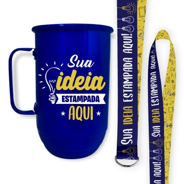Kit 20 Canecas Coloridas 850ml Personalizadas + Tirantes