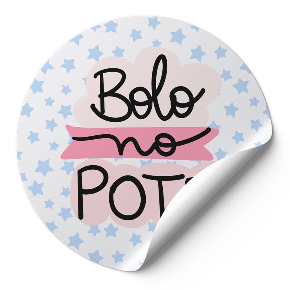 120 Adesivo Decorativo 4Cm Rotulos Autocolante Confeitaria Bolo No Pote Tons Rosa Estrelas Azuis