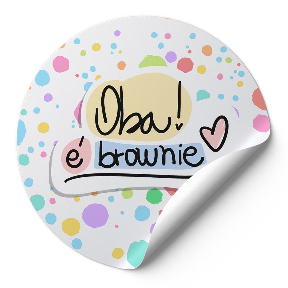 120 Adesivo Decorativo 4cm 6cm Rotulos Autocolante Confeitaria Oba É Brownie ❤ Bolinhas Coloridas