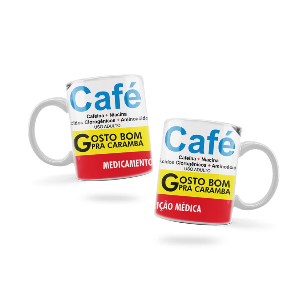 Caneca Personalizada Xicara Branca Grande Caneca de Porcelana Personalizada C29 Café Remedio Café