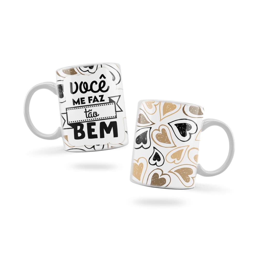 Caneca Personalizada Xicara Branca Grande Caneca de Porcelana Personalizada Namorados Amor F19 Você me faz tão bem