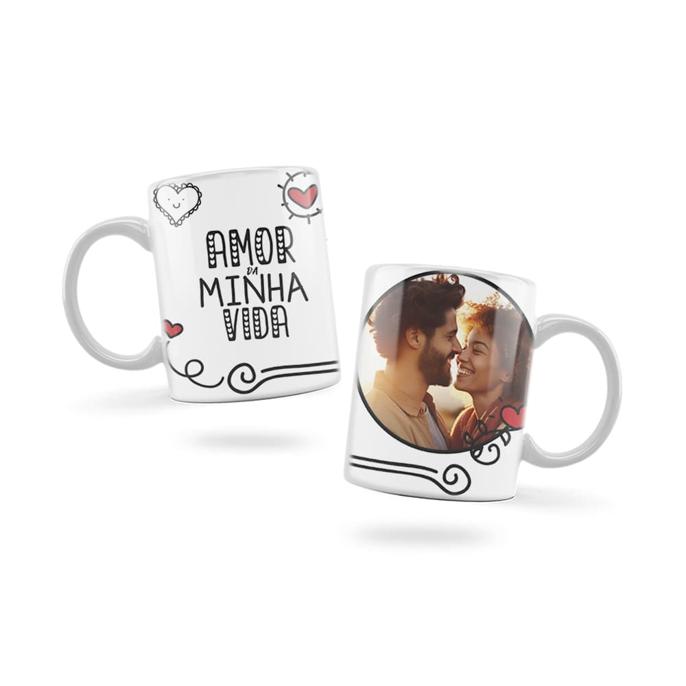Caneca Personalizada Xicara Branca Grande Caneca de Porcelana Personalizada Namorados Amor F29 Amor da minha vida foto
