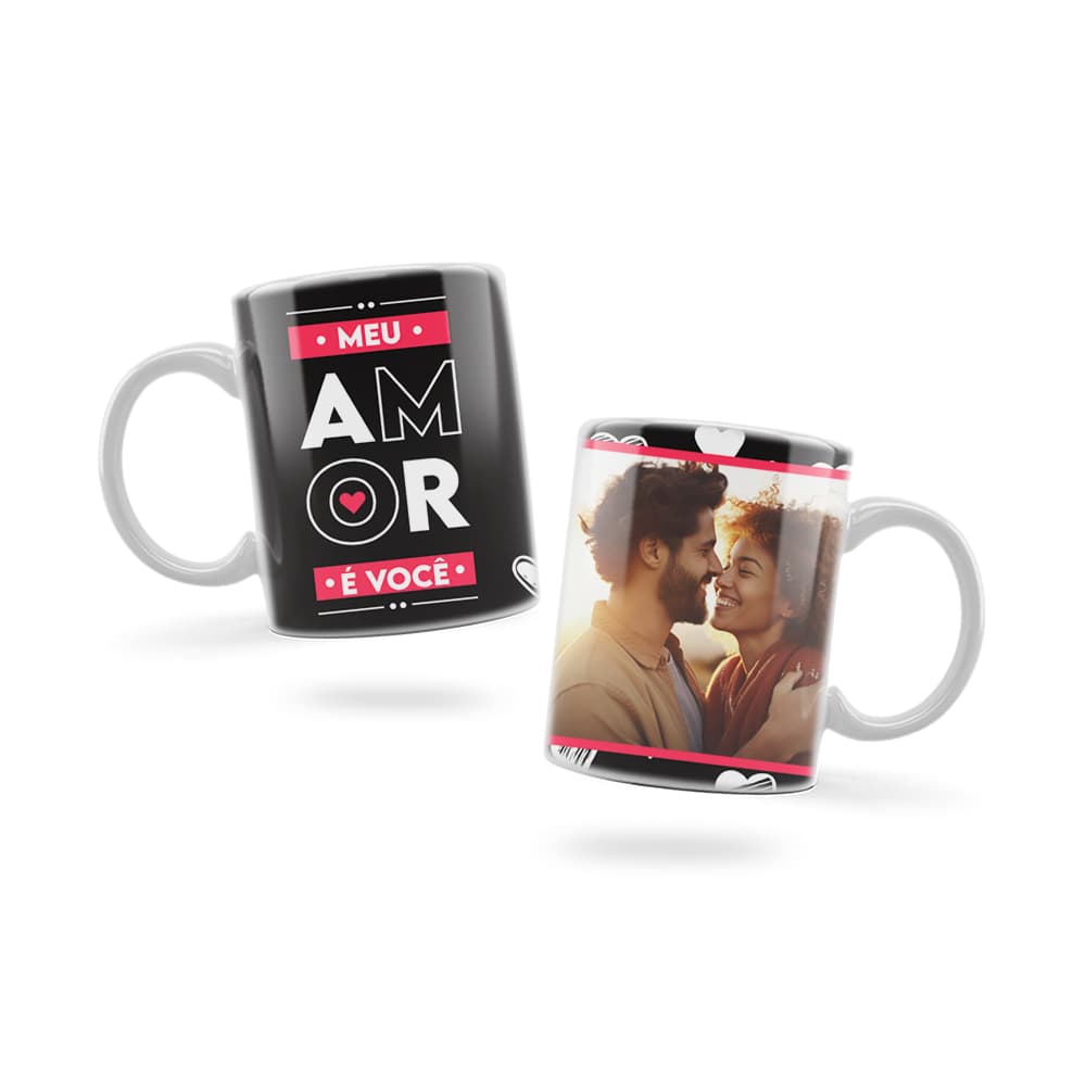 Caneca Personalizada Xicara Branca Grande Caneca de Porcelana Personalizada Namorados Amor F32 Meu amor foto