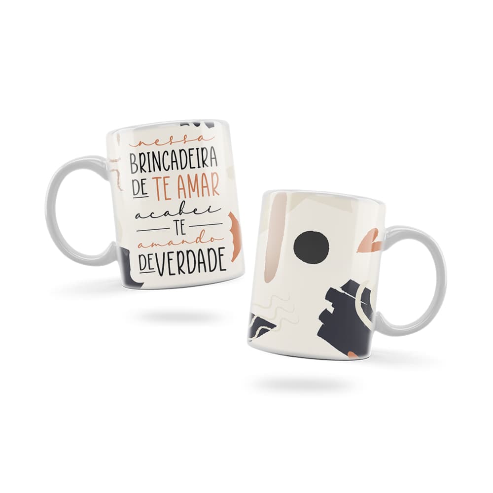 Caneca Personalizada Xicara Branca Grande Caneca de Porcelana Personalizada Namorados Amor F51 Brincadeira de amar