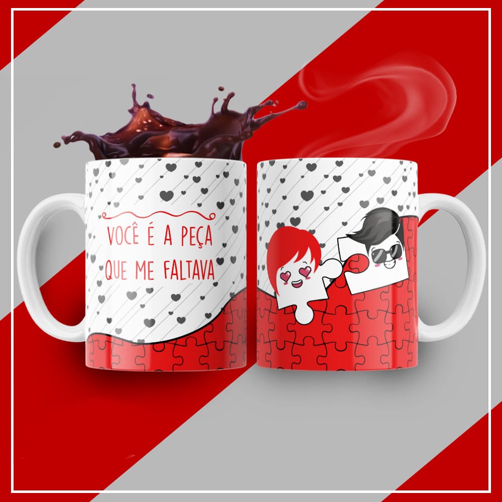 Caneca Personalizada Xicara Branca Caneca de Porcelana Personalizada Namorados Amor F79 Você é a peça que me faltava